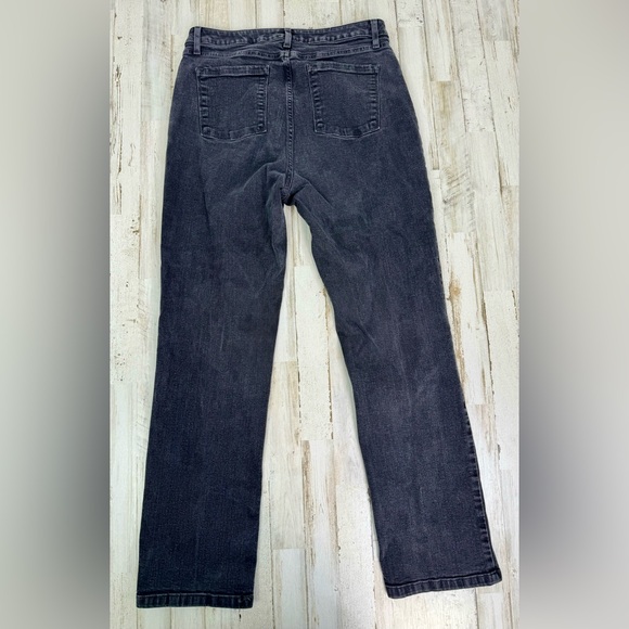 L.L. Bean BeanFlex Jeans Womens 14 M/T Black Denim Stretch Straight Leg - Picture 9 of 11